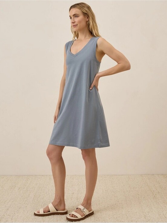 Pact Dresses & Skirts - Pact Softspun Tank Dress Organic Cotton Large Gray V Neck Minimalist Comfortable